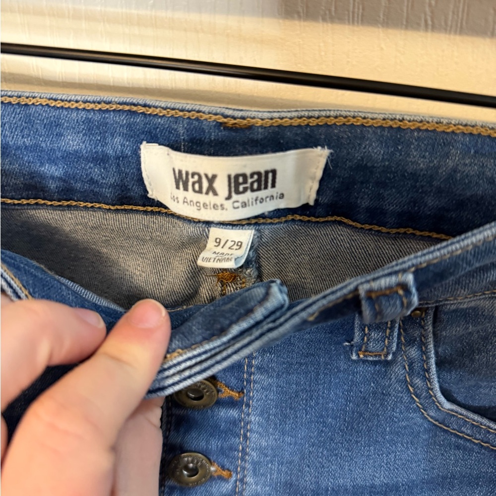 Wax Jean Women's Button-Up Distressed Blue Skinny Jeans - Picture 4 of 5